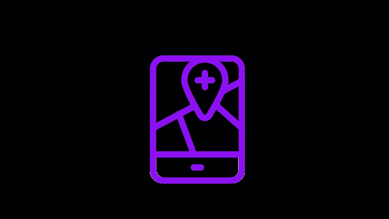 Animated Purple Map Pin Icon on Smartphone Screen