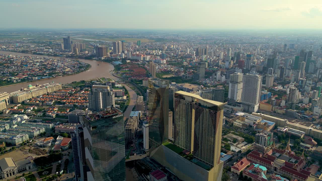 Aerial View of Phnom Penh Cityscape