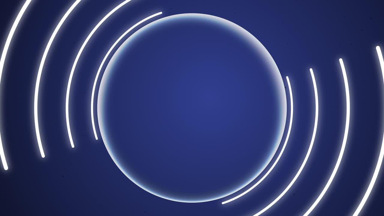 파란색 배경에 추상적인 네온 원의 4k 비디오