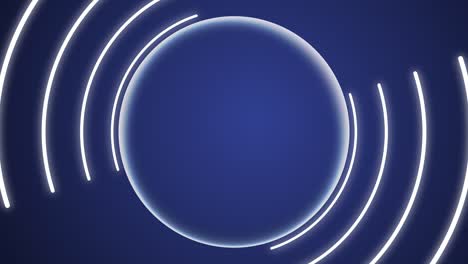 4k video of abstract neon circles on blue background.