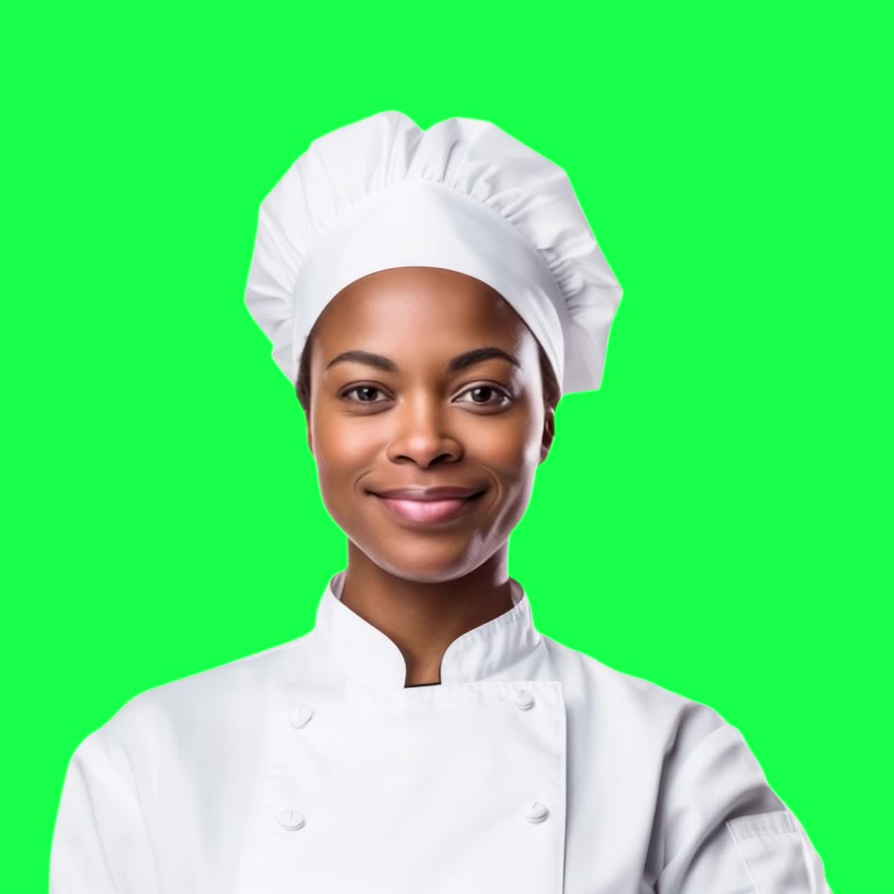 Chef sorridente con animazione, video 4K trasparente, green screen
