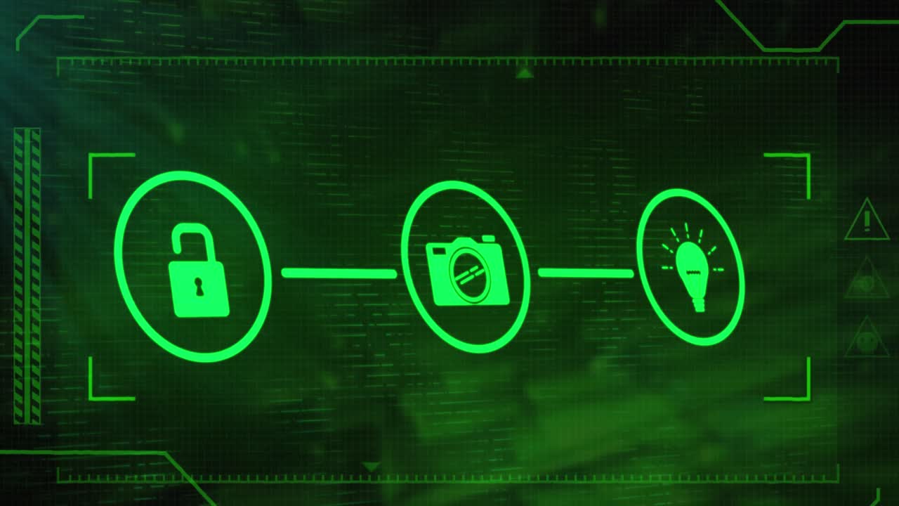 animación de iconos, procesamiento de datos y red de conexiones.