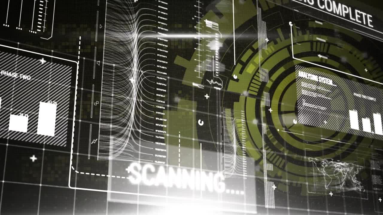 animación del procesamiento de datos sobre el giro del alcance