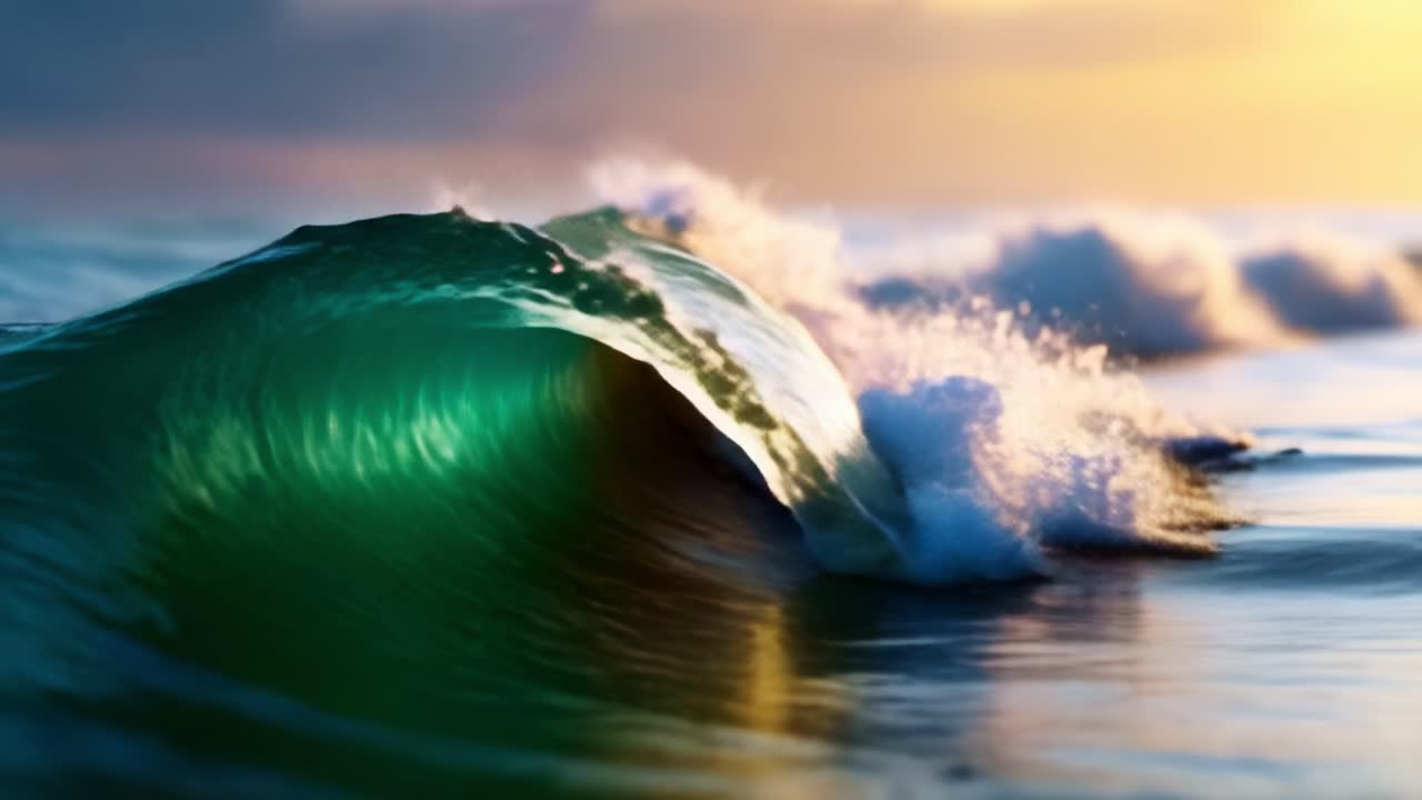 Captivating Waves: A Glimpse into the Serene Beauty of Ocean Waters Captured in Two Stunning Frames Showcasing the Majesty of Nature's Motion