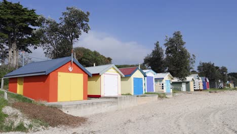 vibrant beach boxes along mornington peninsula shoreline