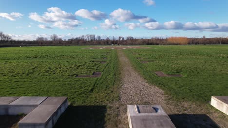 entrance and inner space of outlined remains of roman regiment fortification with clear blueprint of the original waterlinie defense settlement