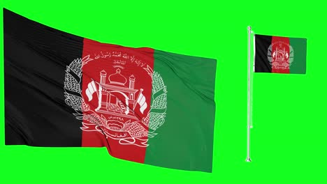 Greenscreen-Schwenkt-Afghanische-Flagge-Oder-Fahnenmast