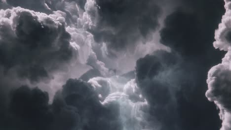 point of view, inside the dark black cumulus cloud and thunderstorm