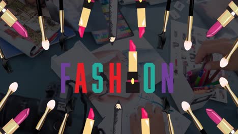 animación de iconos de artículos de moda en el estudio de moda