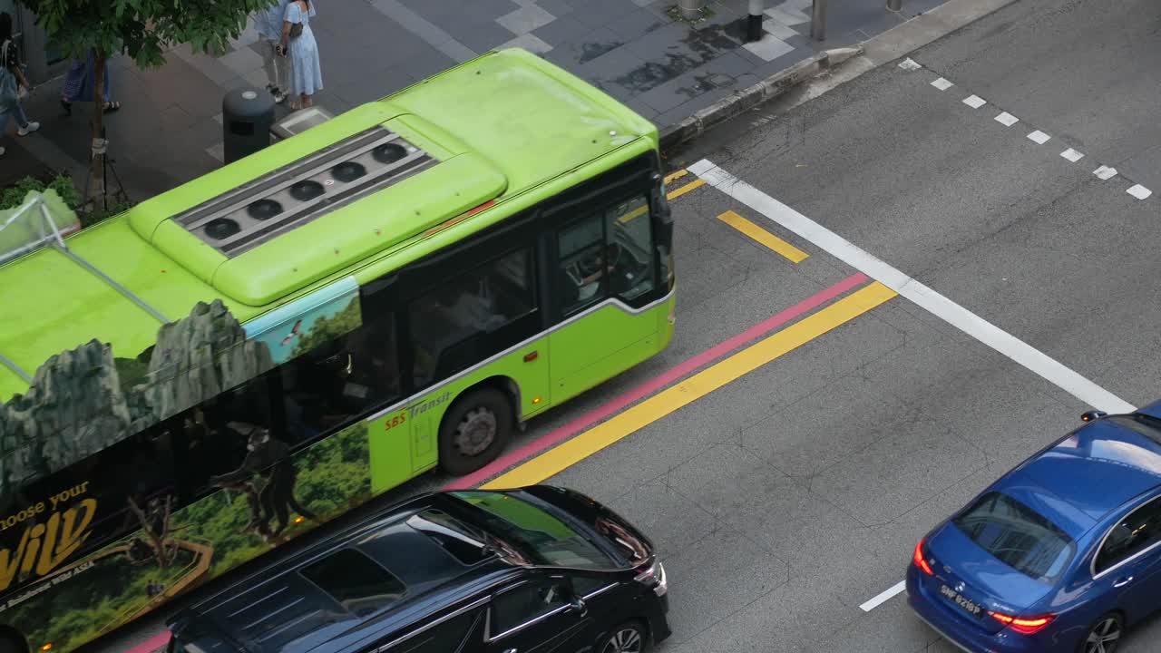 City Street Scene with Traffic and Bus