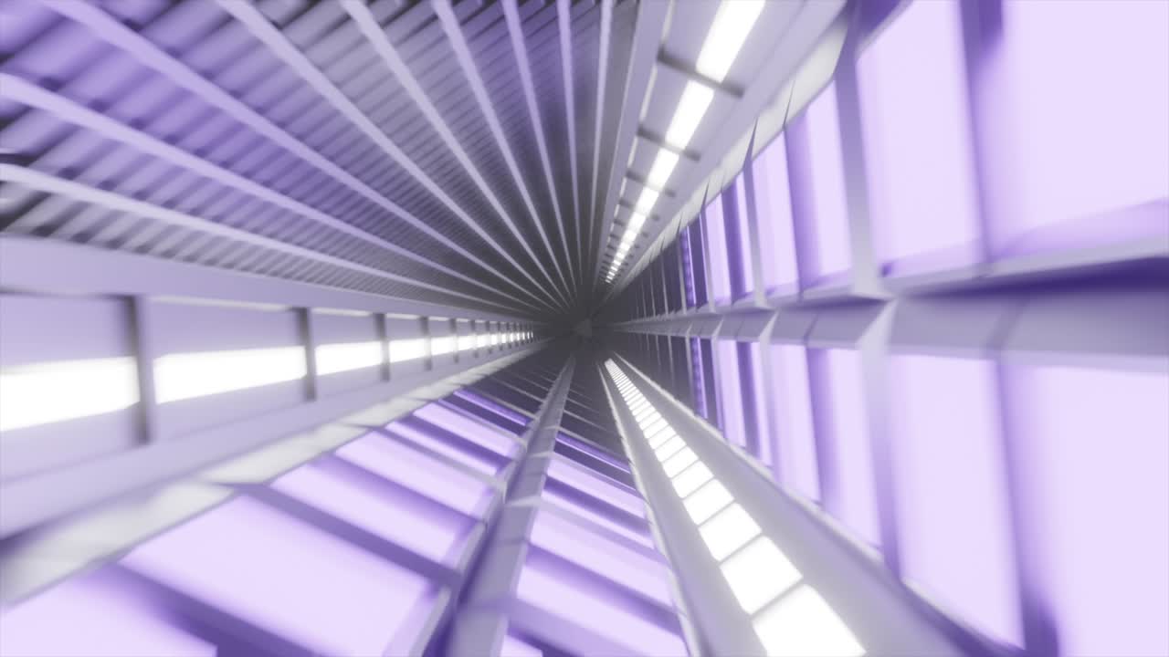 el bucle del corredor de la nave espacial, el túnel con la luz. ciencia ficción, concepto científico. renderizado en 3d.