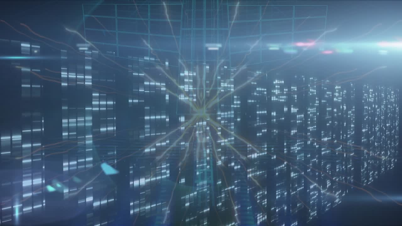 Animation of lights and data processing in navy space
