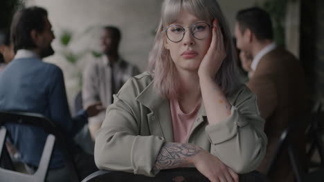 sad woman in group therapy