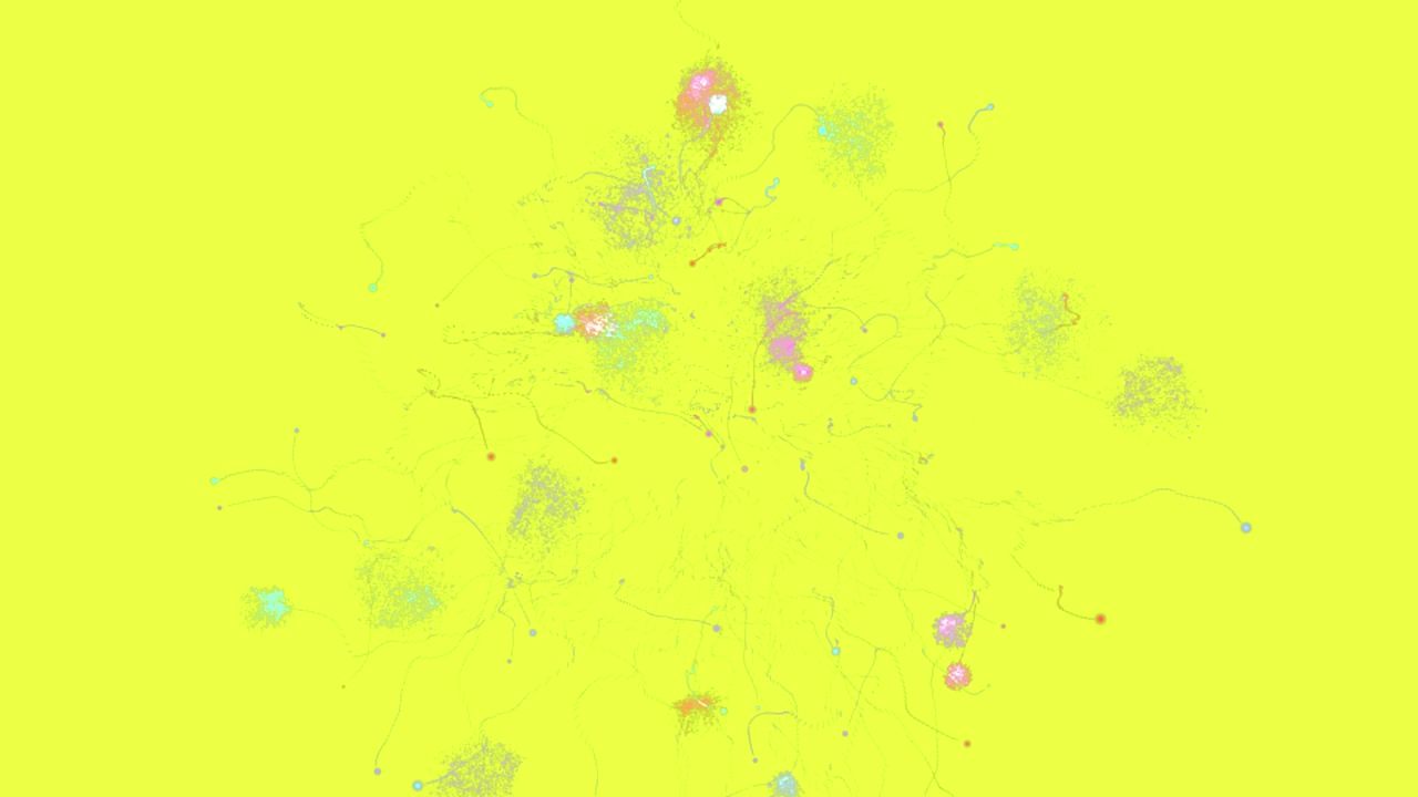 Sfondo giallo astratto con macchie colorate