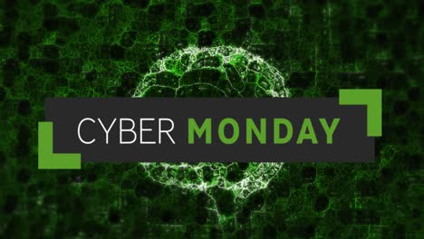 Animación-Del-Texto-Del-Cyber-Monday-Sobre-El-Cerebro-Humano-Sobre-Fondo-Negro.