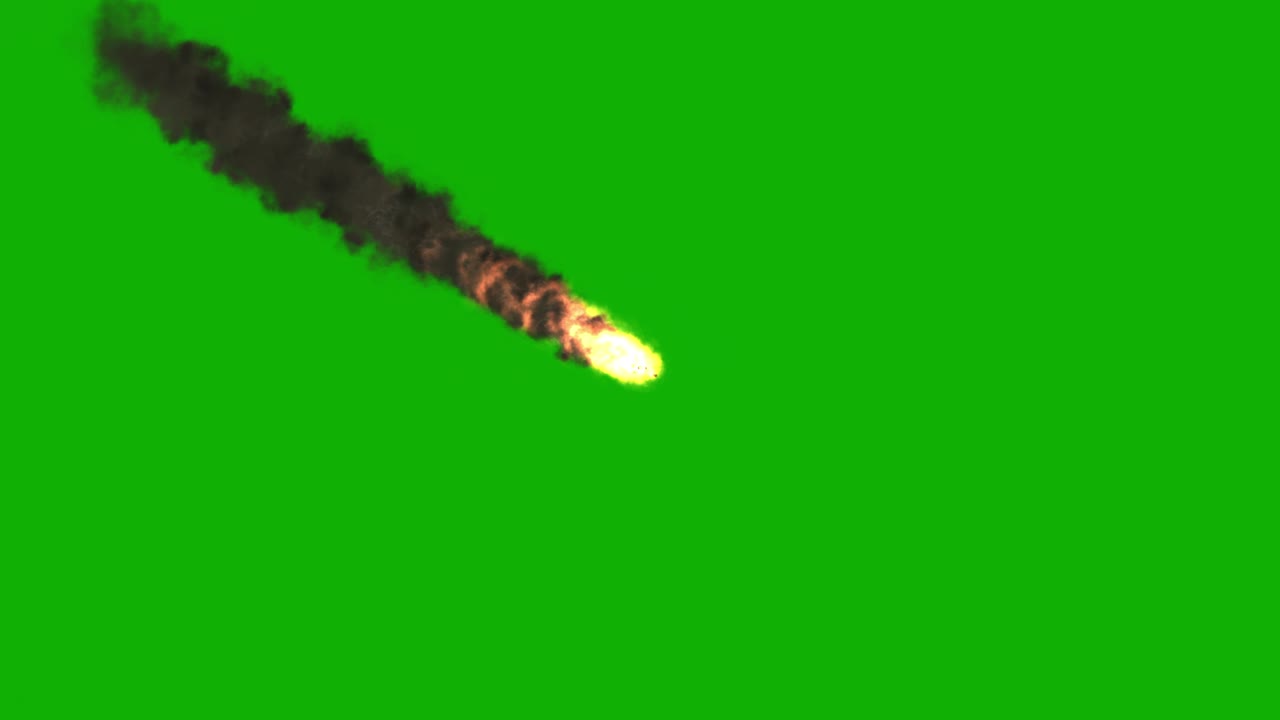 gráficos de movimiento de meteoritos cayendo con fondo de pantalla verde