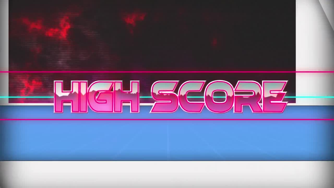 Animation of high score with lines and frame in digital space