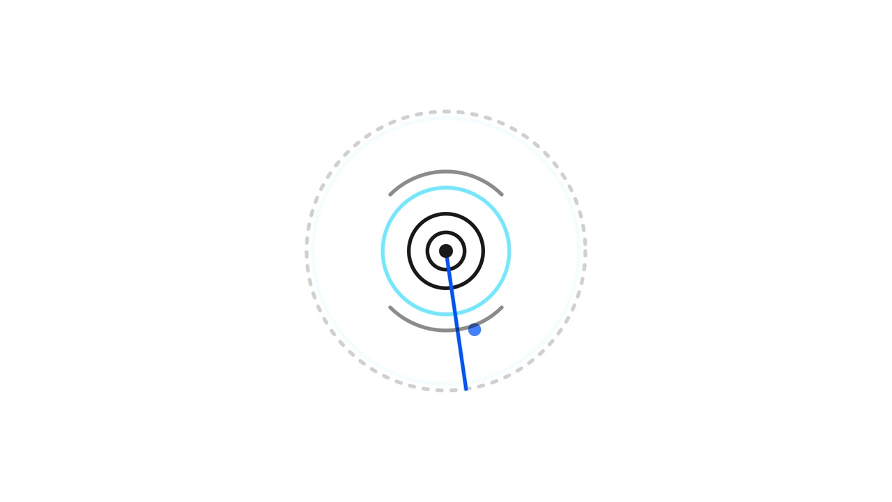 Minimalist Radar Animation with Rotating Blue Indicator