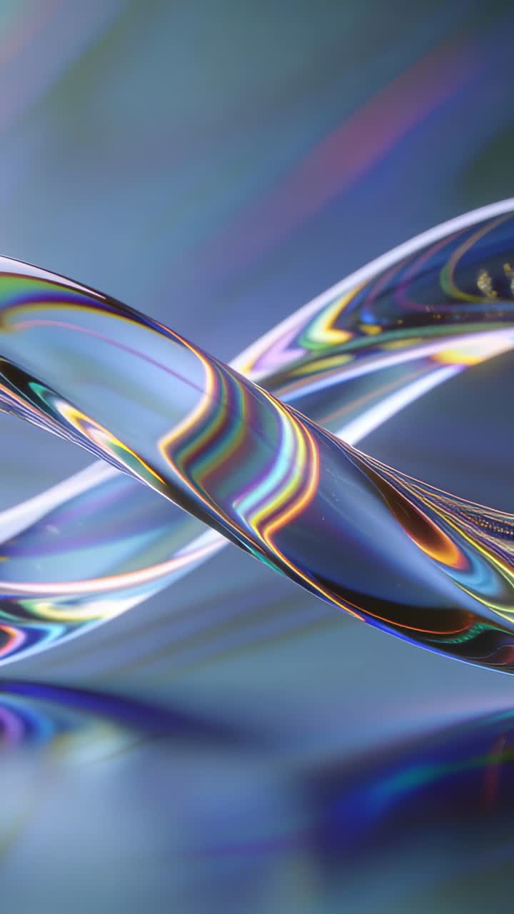 Vertical video: Looping frames showing tubes shifting in studio from light, revealing rainbow bands