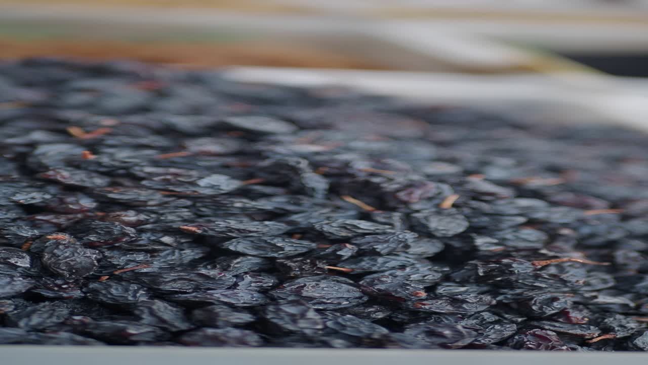 Close up of black raisins