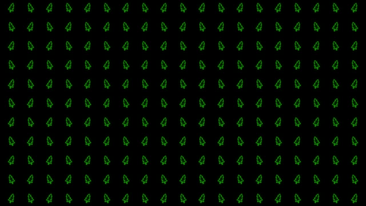 빛나는 녹색과 검은색의 크리스마스 트리 타일 배경 애니메이션 패턴