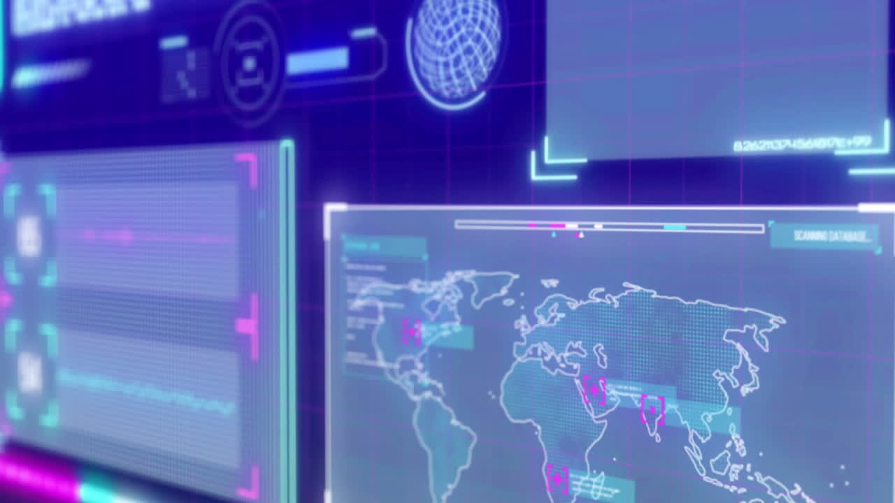 animación del procesamiento de datos sobre fondo azul