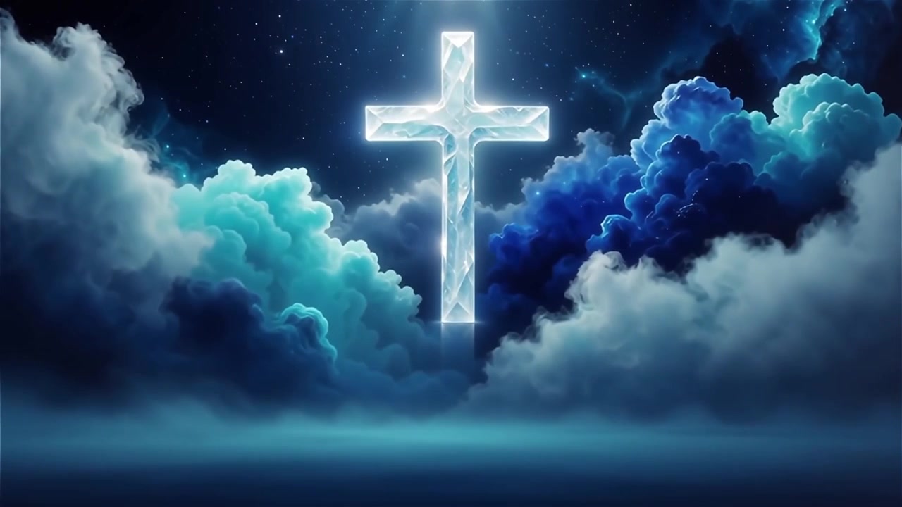 Christian Cross Heavenly Light Worship Background