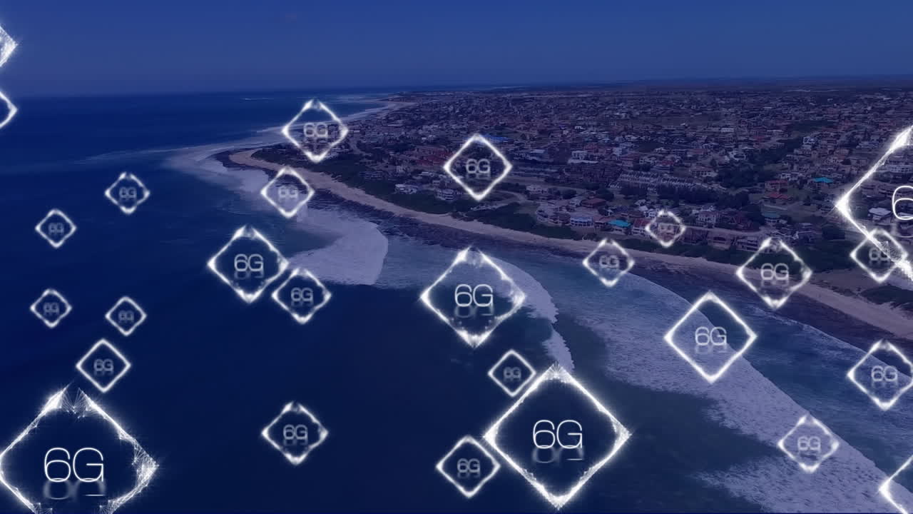 풍경 위에 6g 텍스트 네트워크의 애니메이션