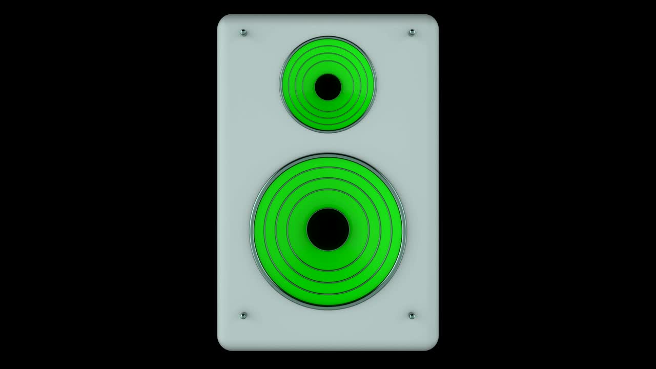 animación en 3d de un altavoz aislado. en bucle.