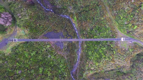 birdseye view above a large swing bridge