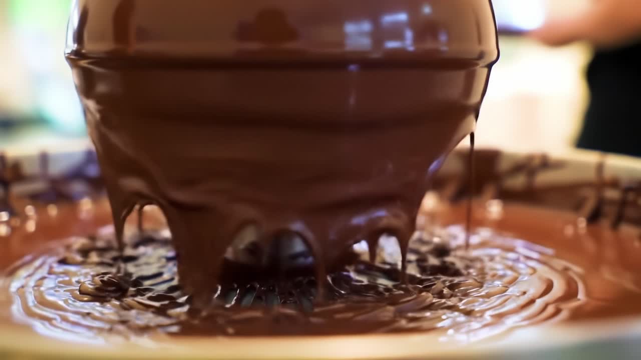 Indulgent Chocolate Fountain Overflowing with Rich, Melted Chocolate, Perfect for Desserts and Entertaining at Parties or Celebrations