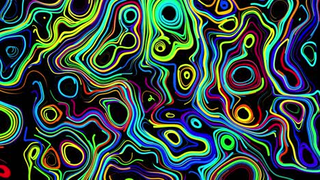 abstract creative looped bg con líneas rizadas como senderos de diferentes colores. las líneas forman un patrón giratorio como ruido de rizado. abstract 3d looping flowing animation as bright creative festive background