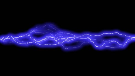 blue electric energy running horizontally (black background) lightning loop animation