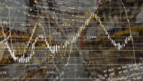 animación del gráfico financiero y los datos sobre el almacén borroso