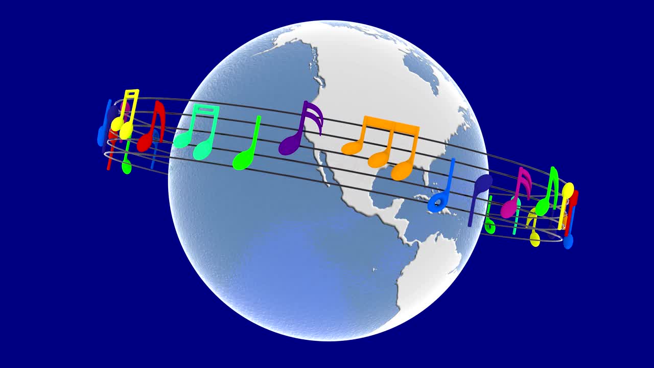 3d 일러스트레이션 - 비디오. 세계 음악 우주 배경