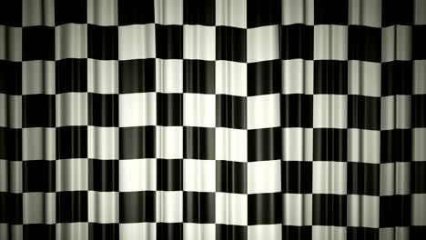 finish flag. 3d animation of opening and closing curtains with flag. 4k