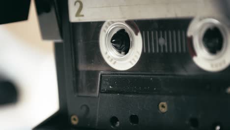 retro cassette tape playing audio recording close-up