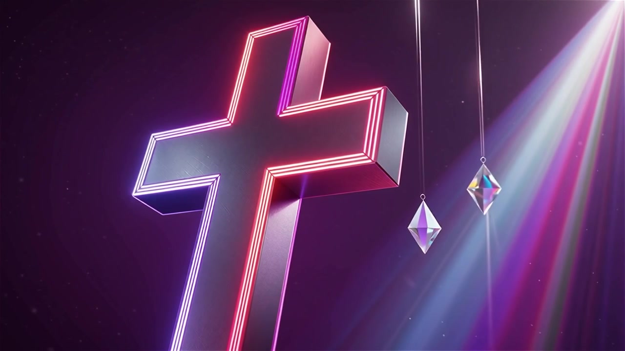 Cruz Cristiana con Luz Celestial, Fondo para Adoración.