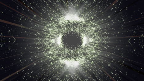 animación de partículas blancas brillantes que se mueven juntas en movimiento circular sobre fondo negro