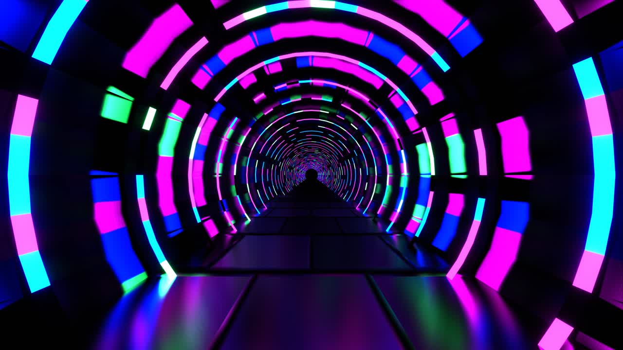 animación 3d en bucle de 4k, lámparas de neón resplandecedoras abstractas sin costuras, lámpas fluorescentes. fondo futurista