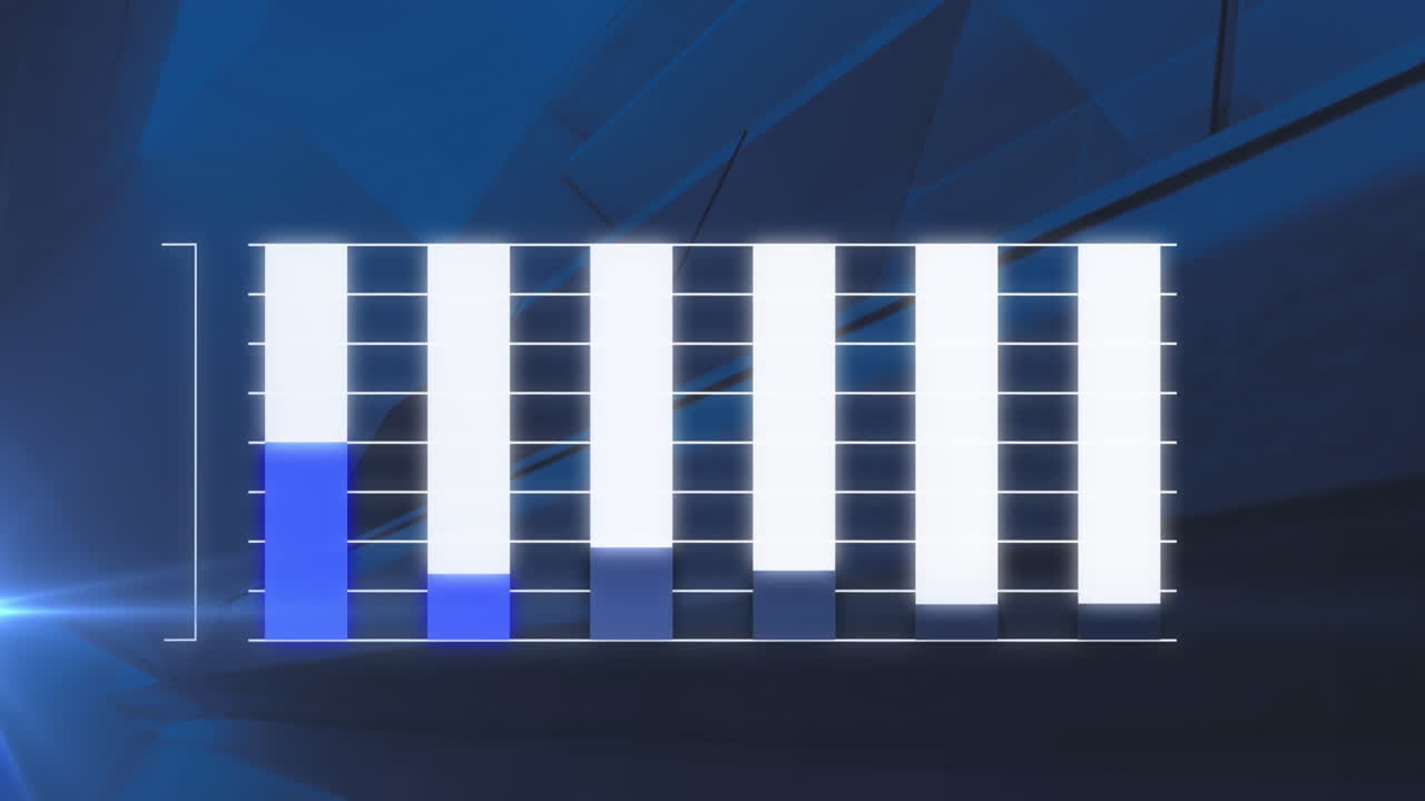 파란색 배경에 빛의 점에 대한 통계 데이터 처리