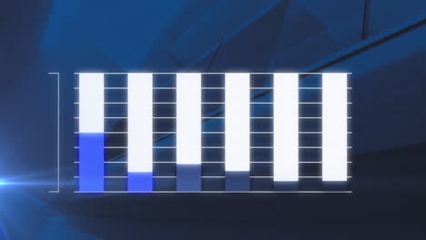 procesamiento de datos estadísticos frente a un punto de luz sobre fondo azul