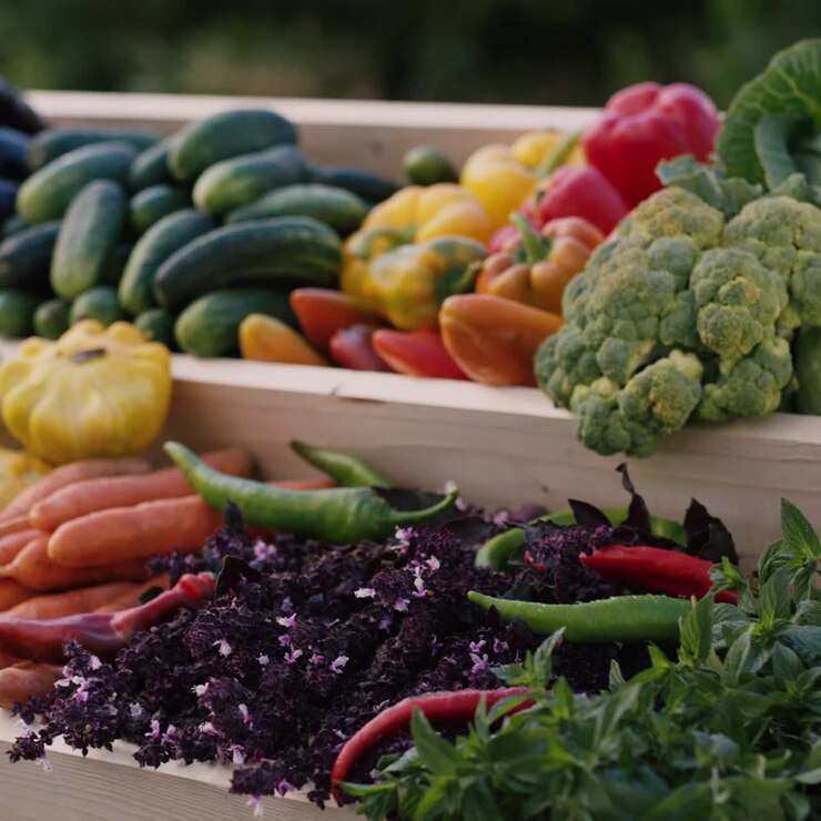 Vegetable counter at farmers market 3