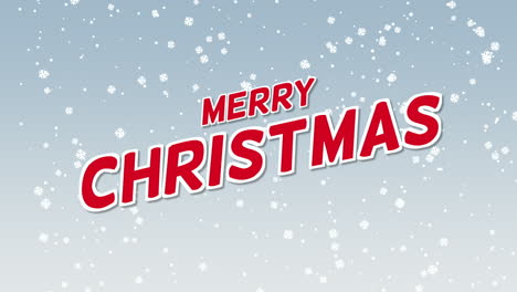 Merry-Christmas-text-with-flying-snow-in-blue-sky