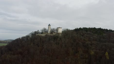 El-Castillo-De-Cuento-De-Hadas-Burg-Plesse-En-Bovenden-Cerca-De-Göttingen-Goettingen-Al-Amanecer,-Baja-Sajonia,-Alemania