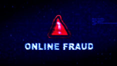 online fraud  text digital noise twitch glitch distortion effect error animation.