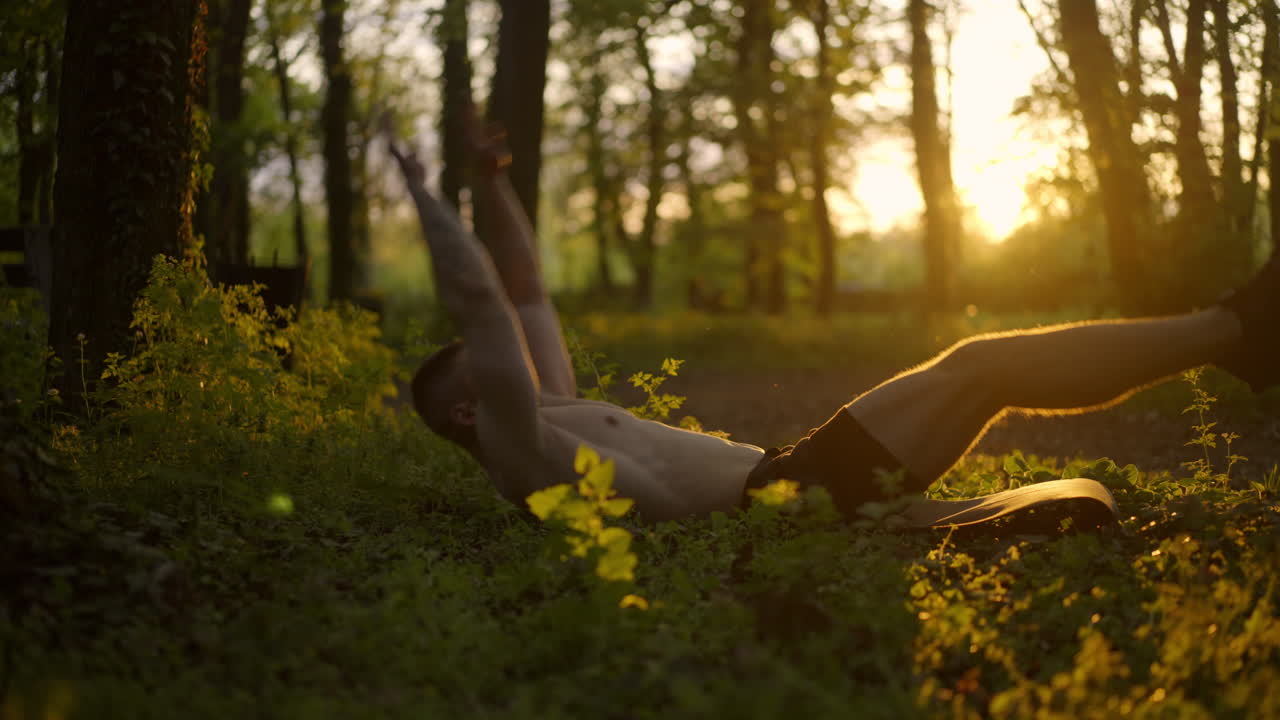 Man exercising outdoors in nature