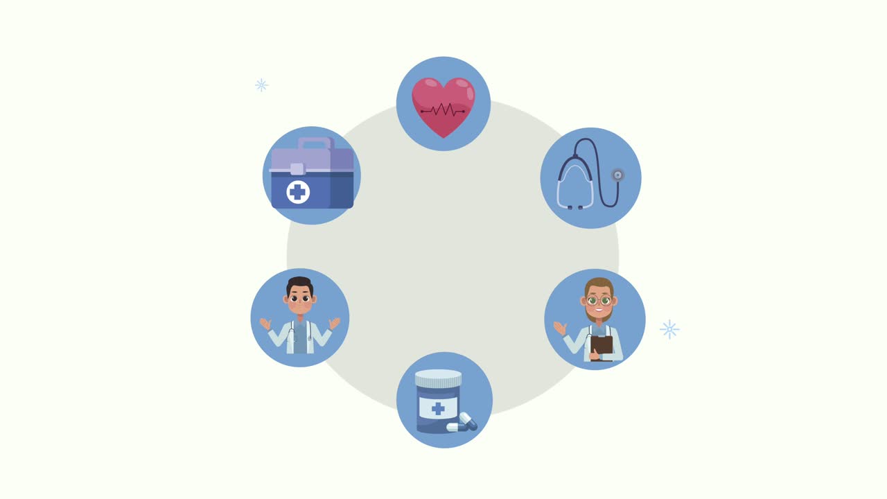 medical healthcare icons around animation