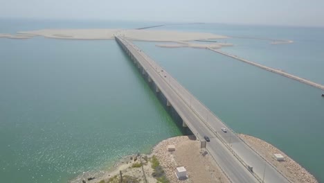 cars on king fahd causeway driving to bahrain