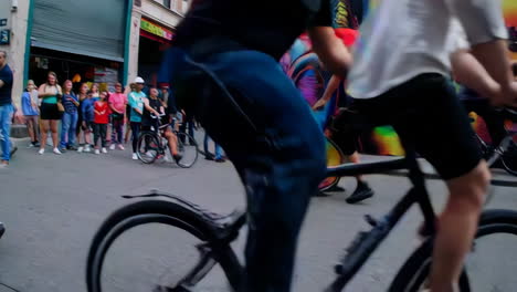 street performance in front of mural